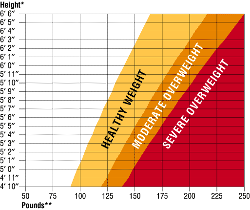 ideal height and weight chart